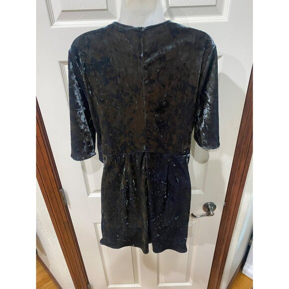 Zara Woman Gray Crushed Velvet Mini Dress With Knot Detail & Keyhole Neckline Si - Picture 6 of 7